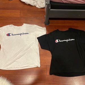 White and Black Champion shirt combo